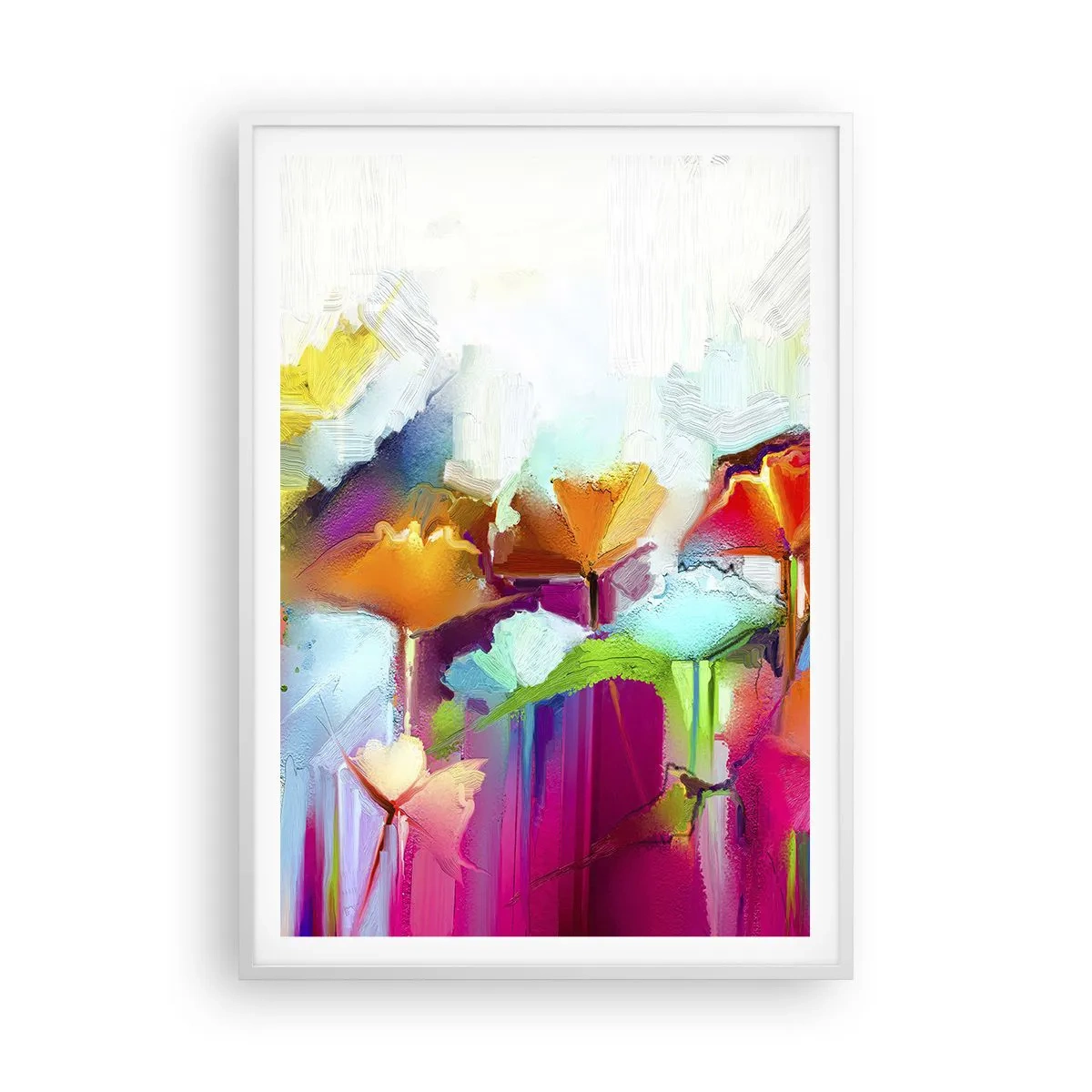 Plakat w białej ramie - Tęcza zakwitła - 70x100 cm