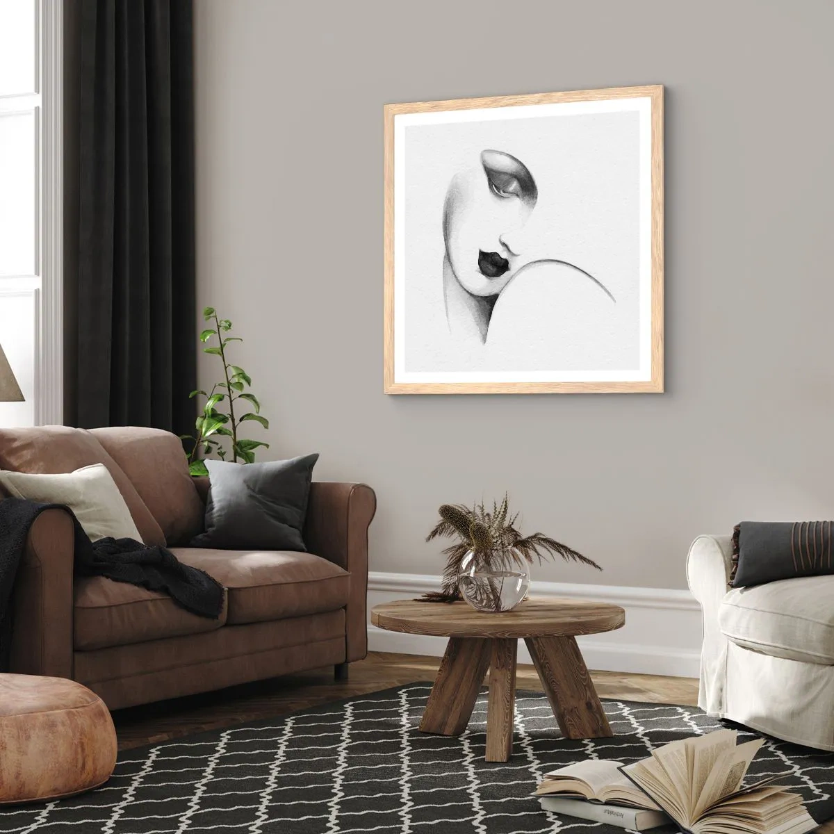 Plakat w ramie jasny dąb - W stylu Łempickiej - 60x60 cm