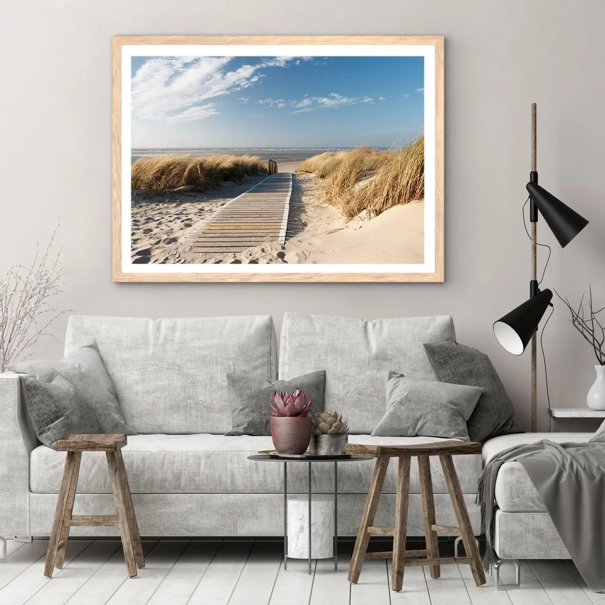 Plakat w ramie jasny dąb - Za wydmą, w szumie traw - 100x70 cm