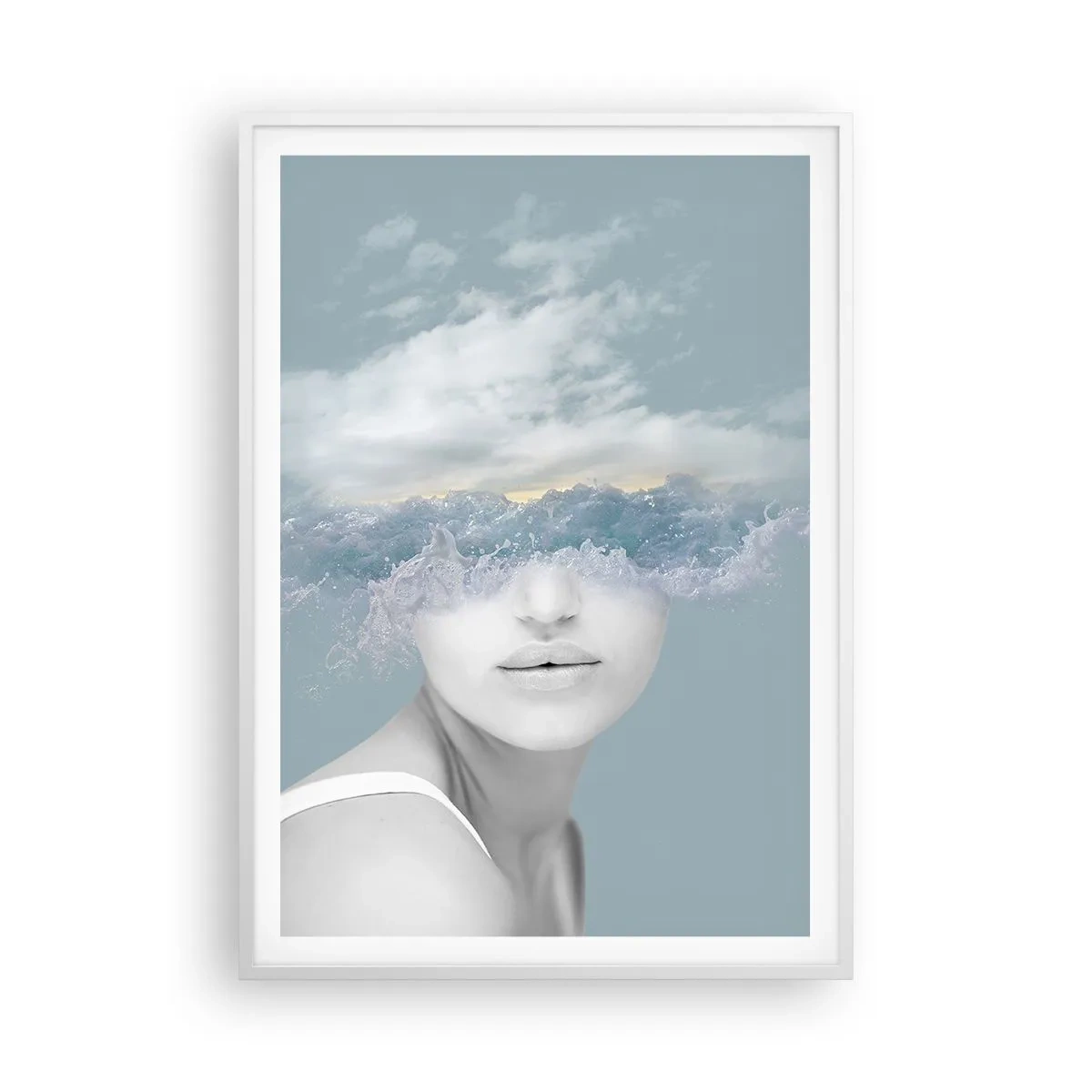 Plakat w białej ramie - Z głową w chmurach - 70x100 cm