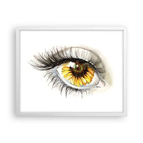 Plakat w białej ramie - Spojrzenie gorące jak lato - 50x40 cm