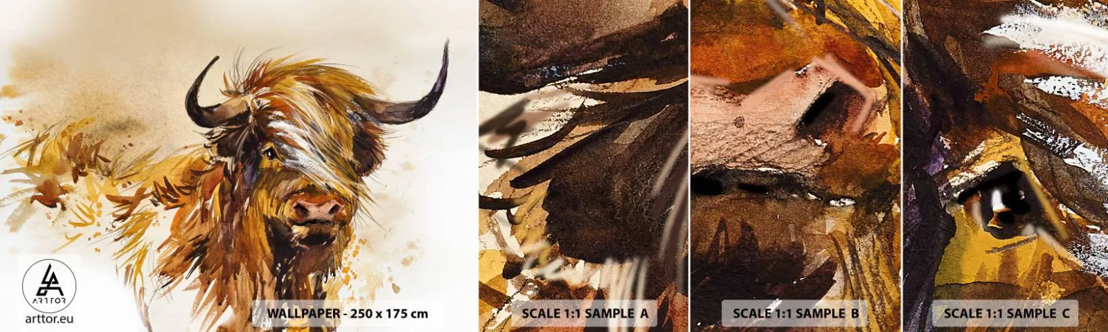 Fototapeta Próbka Standard Eco - Duma łowcy - Zwierzęta, Abstrakcja, Bawół Szkocki - 100x30 cm