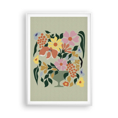 Plakat w białej ramie - Bukiet kipiący życiem - 70x100 cm