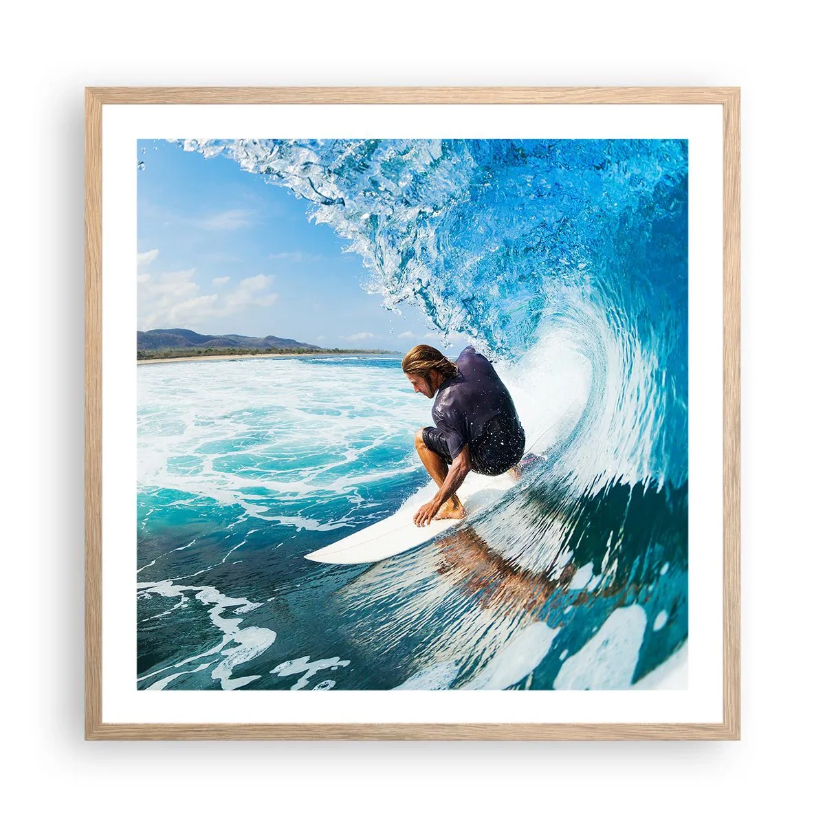 Plakat w ramie jasny dąb - Tańczący z falami - 60x60 cm