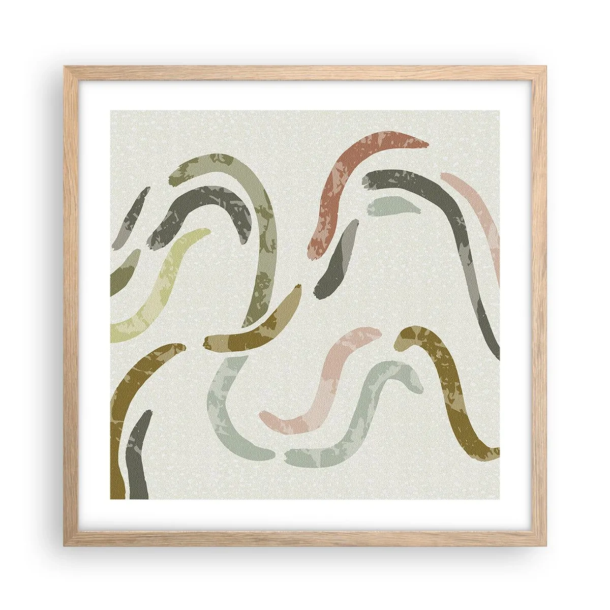Plakat w ramie jasny dąb - Radosny taniec abstrakcji - 50x50 cm