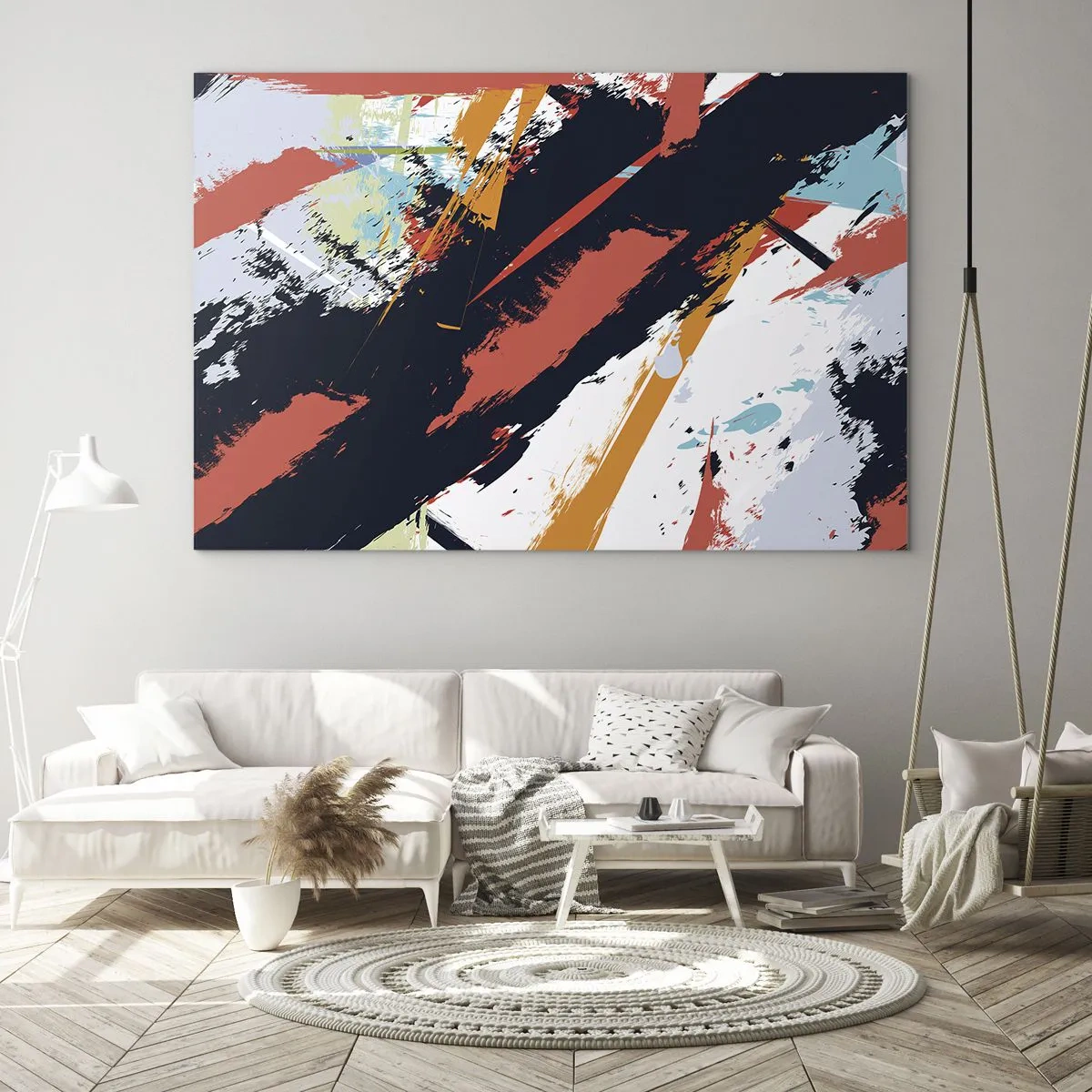 Obraz na szkle - Abstrakcyjne pociągnięcia pędzla w intensywnych barwach - 120x80cm - Kompozycja dynamiczna - Nowoczesna dekoracja ścienna do salonu, kuchni i sypialni ARTTOR