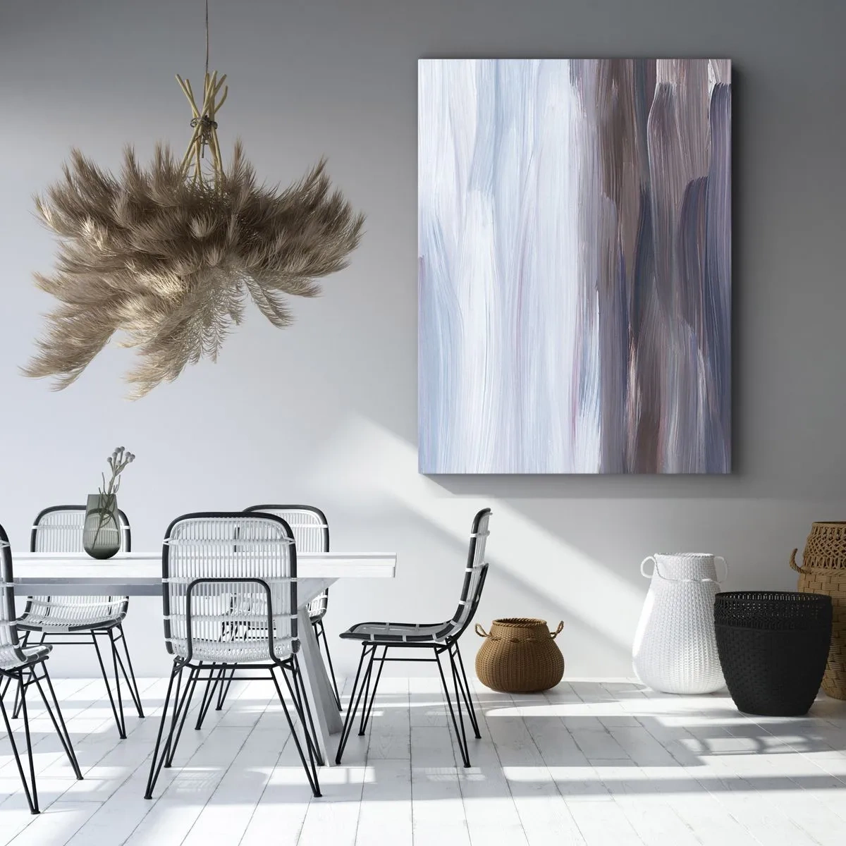 Obraz na płótnie - Subtelna abstrakcja z delikatnymi pociągnięciami w pastelowych tonach - 70x100cm - Żywioły: woda - Nowoczesna dekoracja ścienna do salonu i sypialni ARTTOR