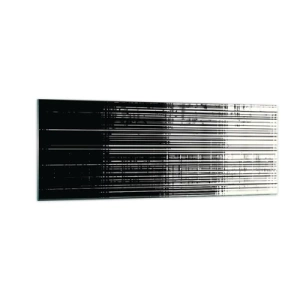 Obraz na szkle - Abstrakcyjna kompozycja linii w kontrastowej czerni i bieli - 140x50cm - Fale i drgania - Nowoczesna dekoracja ścienna do salonu i sypialni ARTTOR
