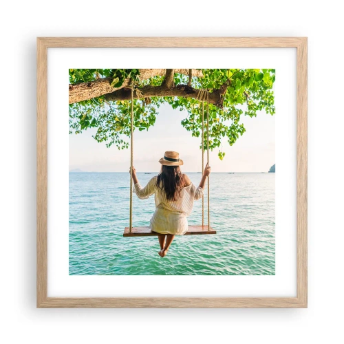 Plakat w ramie jasny dąb - Życie jest piękne - 40x40 cm