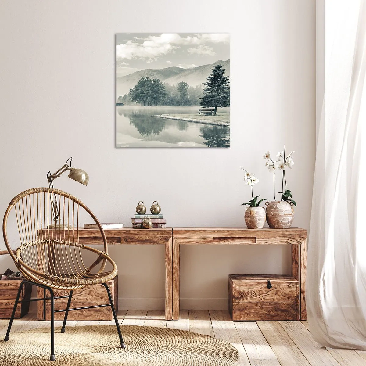Obraz na płótnie - Jezioro jeszcze śpi - 40x40 cm