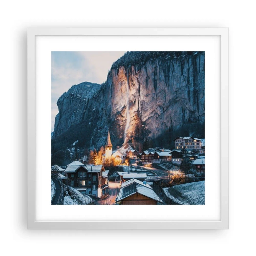 Plakat w białej ramie - Świetlisty duch zimy - 40x40 cm