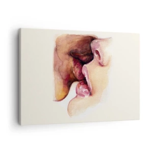 Obraz na płótnie - Akwarelowy obrazek przedstawiający zbliżenie twarzy - 70x50cm - Jak noc i dzień, ziemia i niebo - Nowoczesna dekoracja ścienna do salonu i sypialni ARTTOR