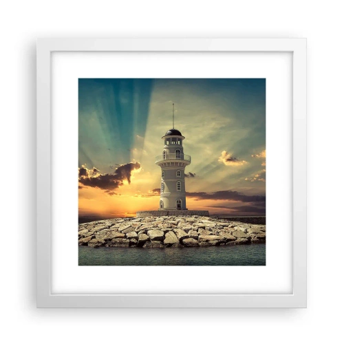 Plakat w białej ramie - Światło - Dobro - Piękno - 30x30 cm