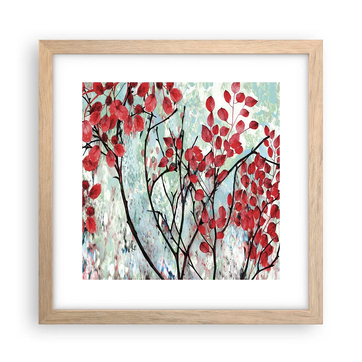 Plakat w ramie jasny dąb - Drzewo w szkarłacie - 30x30 cm