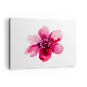 Obraz na płótnie - Różowy kwiat w akwarelowym stylu na białym tle - 100x70cm - Karminowy wonny pocałunek - Nowoczesna dekoracja ścienna do salonu, kuchni i sypialni ARTTOR