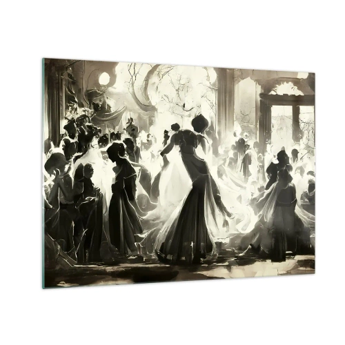 Obraz na szkle - Balowa scena w stylu retro z tańczącymi postaciami - 70x50cm - Wielka maskarada - Nowoczesna dekoracja ścienna do salonu i sypialni ARTTOR