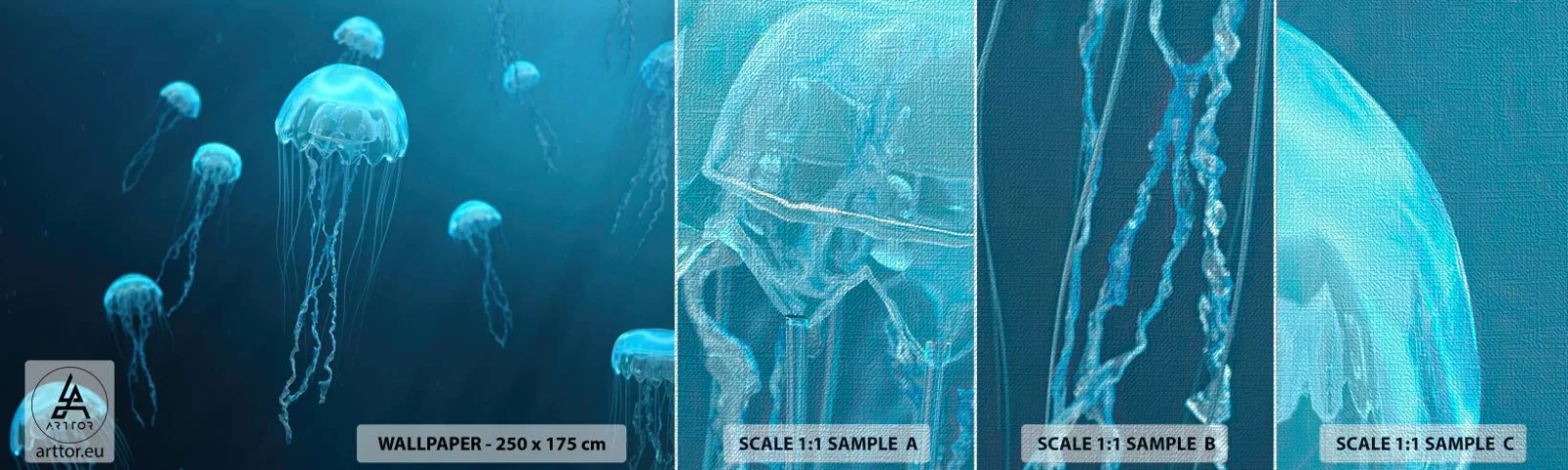 Fototapeta Próbka Premium Canvas - Oceaniczny taniec - Meduza, Ocean, Woda - 100x30 cm