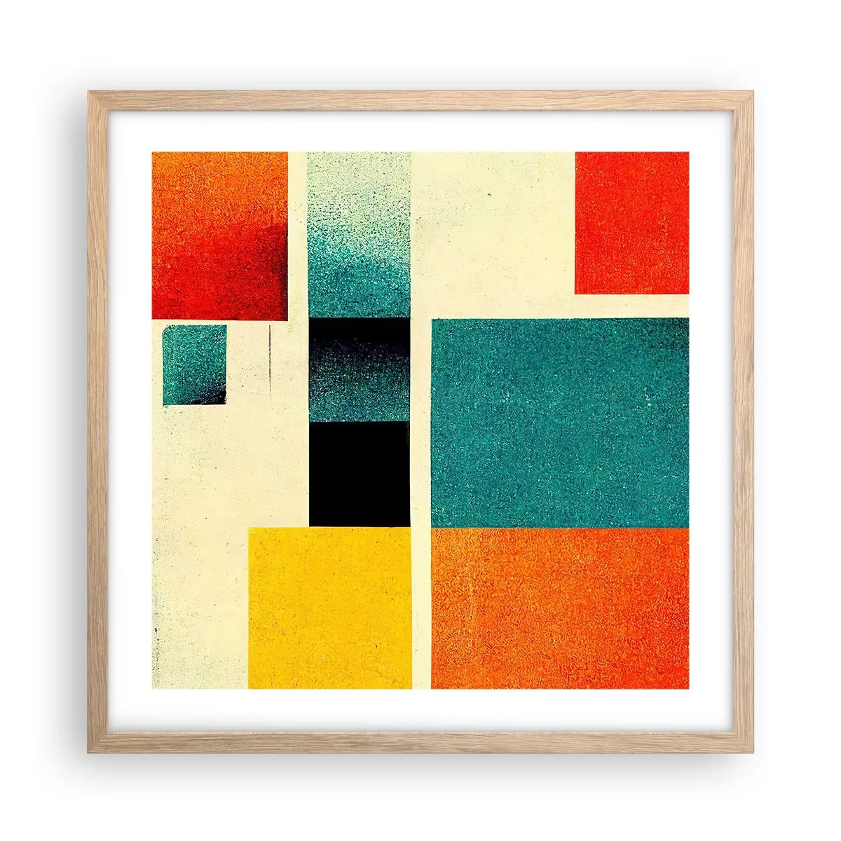 Plakat w ramie jasny dąb - Abstrakcja geometryczna – dobra energia - 50x50 cm