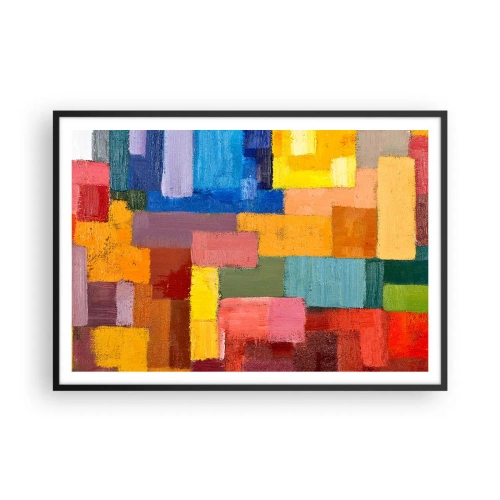 Plakat w czarnej ramie - Kolorowe abstrakcyjne prostokąty w różnych odcieniach - 100x70cm - Każdy inny, wszystkie barwne - Nowoczesna dekoracja ścienna do salonu i sypialni ARTTOR