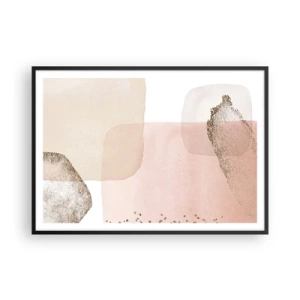 Plakat w czarnej ramie - Pastelowe plamy z elementami złota - 100x70cm - Spojrzenie przez kolor - Nowoczesna dekoracja ścienna do salonu i sypialni ARTTOR
