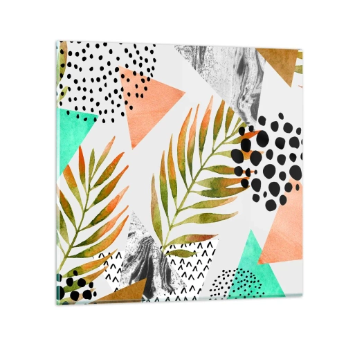 Obraz na szkle - Dekoracja z palmowym liściem - 70x70 cm