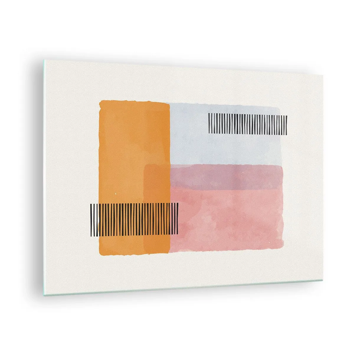 Obraz na szkle - Abstrakcyjne prostokąty z liniami w stylu minimalistycznym - 70x50cm - Z kąta w kąt - Nowoczesna dekoracja ścienna do salonu i sypialni ARTTOR