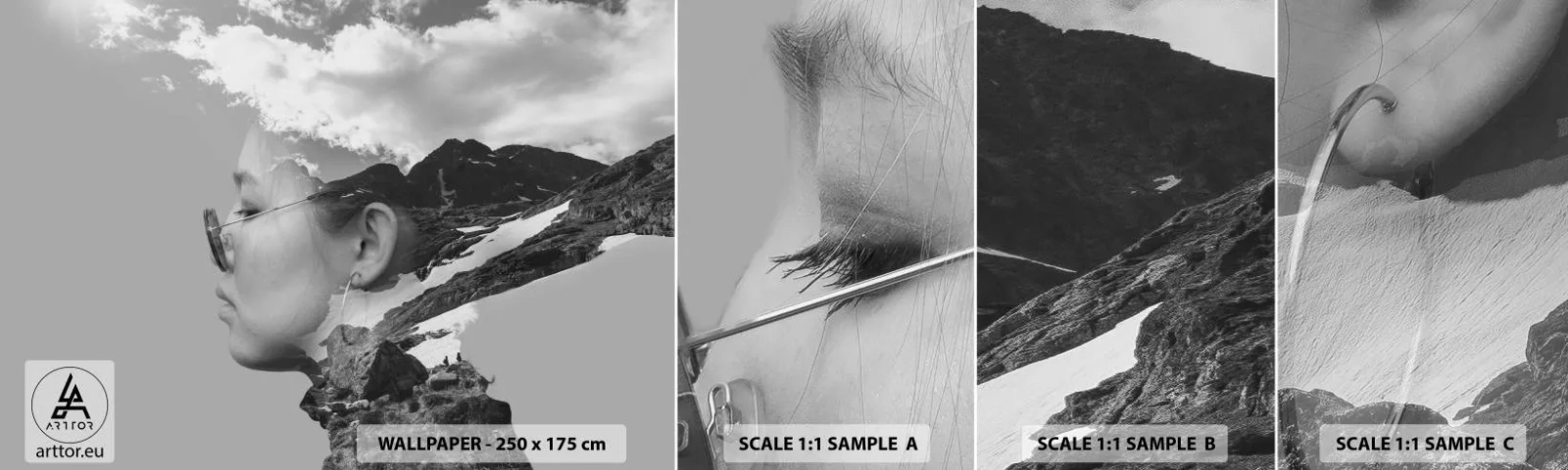 Fototapeta Próbka Samoprzylepna Deluxe Sticker - Portret górny i chmurny - Abstrakcja, Głowa Kobiety, Fantasy - 100x30 cm