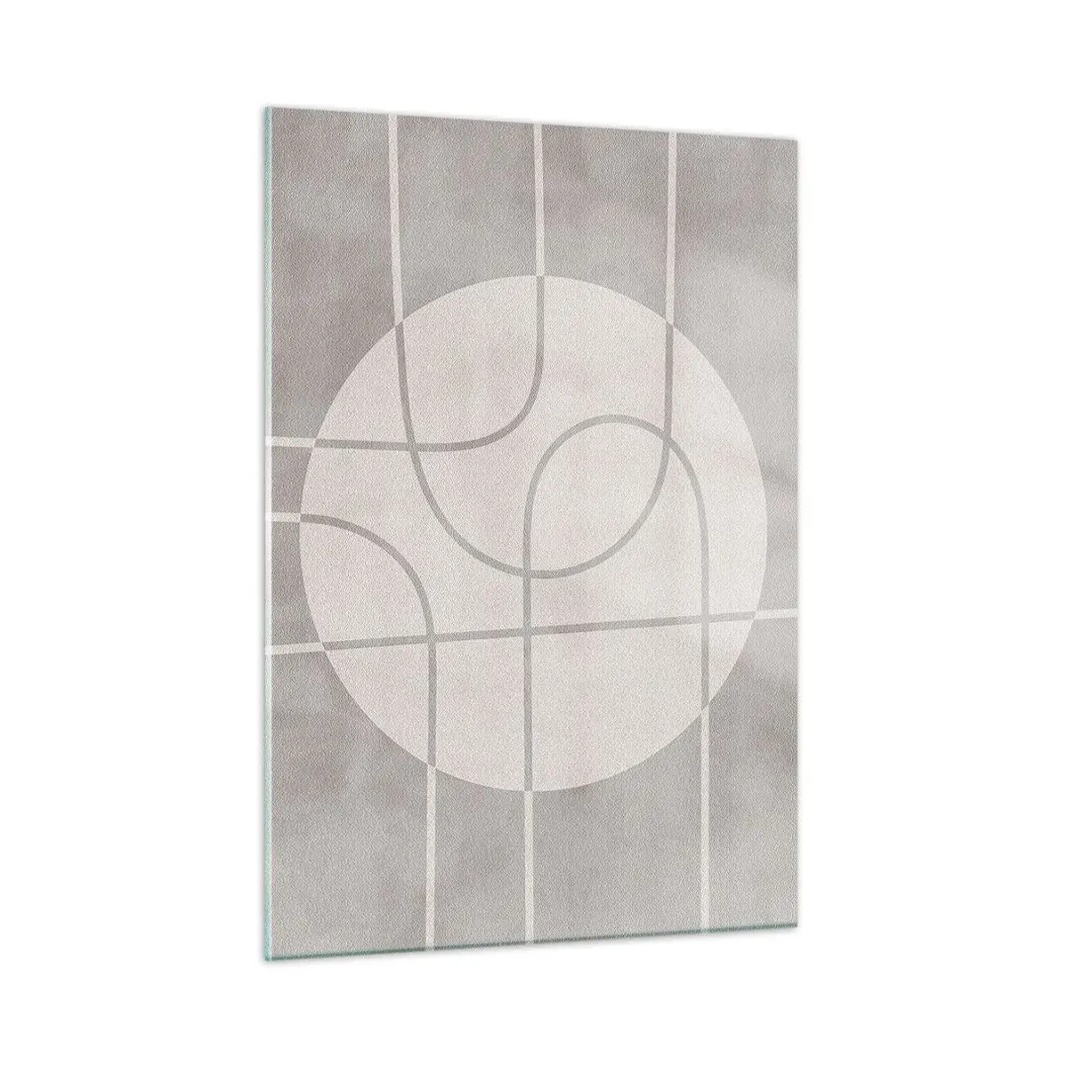 Obraz na szkle - Beżowe linie i okręgi tworzące geometryczną kompozycję - 50x70cm - Koliście i na wprost - Nowoczesna dekoracja ścienna do salonu, kuchni i sypialni ARTTOR