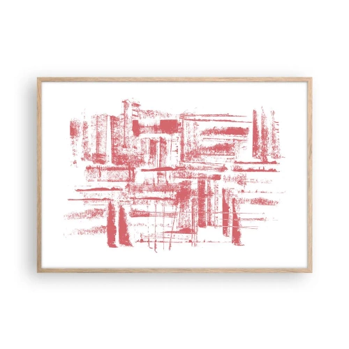 Plakat w ramie jasny dąb - Czerwone miasto - 100x70 cm
