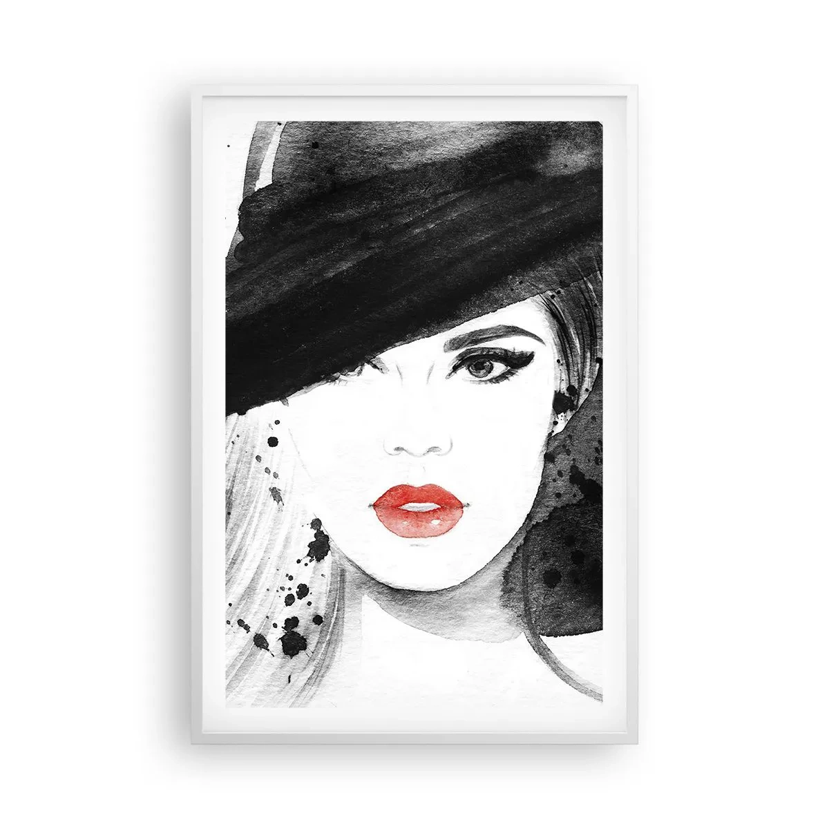 Plakat w białej ramie - Dama w czerni - 61x91 cm
