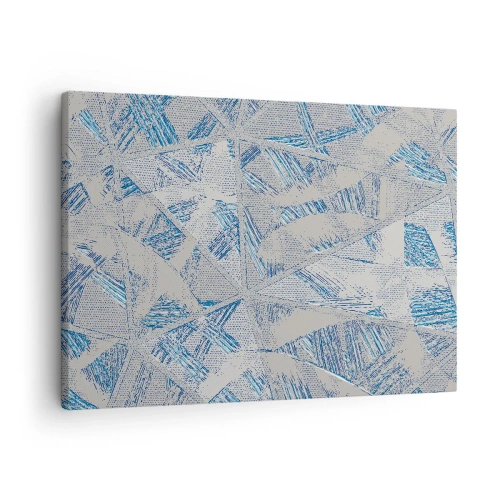Obraz na płótnie - Geometryczne wzory w odcieniach błękitu i szarości - 70x50cm - W szaroniebieskim labiryncie - Nowoczesna dekoracja ścienna do salonu i sypialni ARTTOR