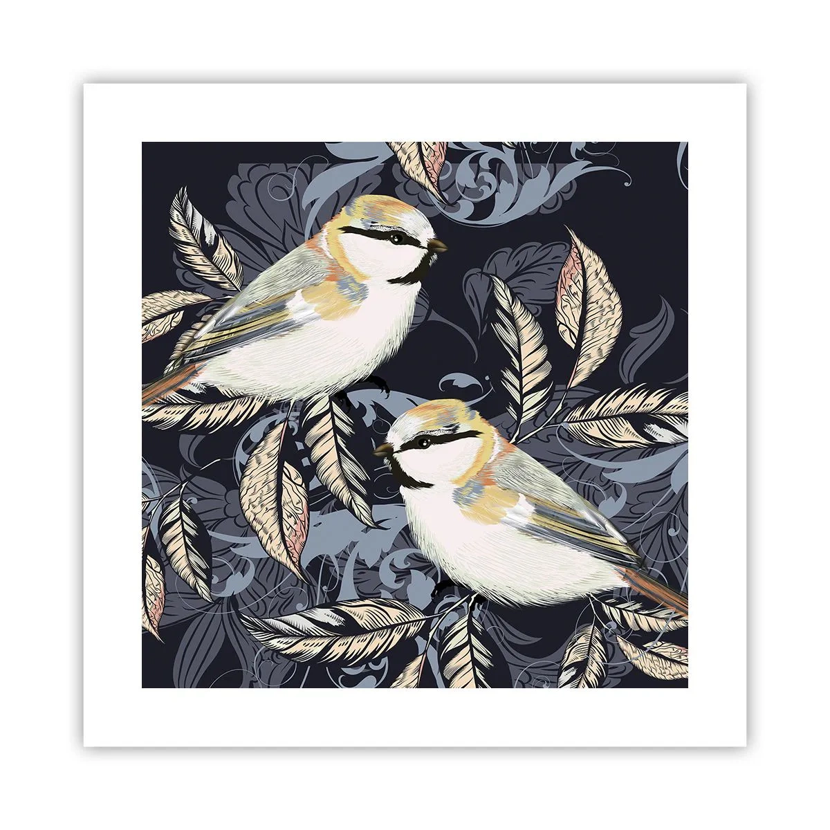 Plakat - Żółto-błękitny trel - 40x40 cm