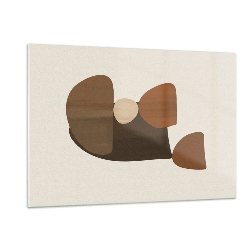 Obraz na szkle - Abstrakcyjna kompozycja w odcieniach brązu i beżu - 120x80cm - Kompozycja w brązie - Nowoczesna dekoracja ścienna do salonu, kuchni i sypialni ARTTOR