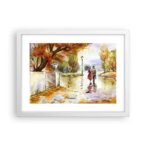 Plakat w białej ramie - Romantyczna jesień w parku - 40x30 cm