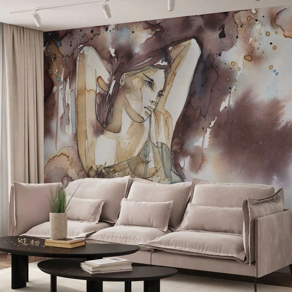 Fototapeta Premium Canvas - W nastroju lila - Abstrakcja, Kobieta, Ciało - 300x210 cm