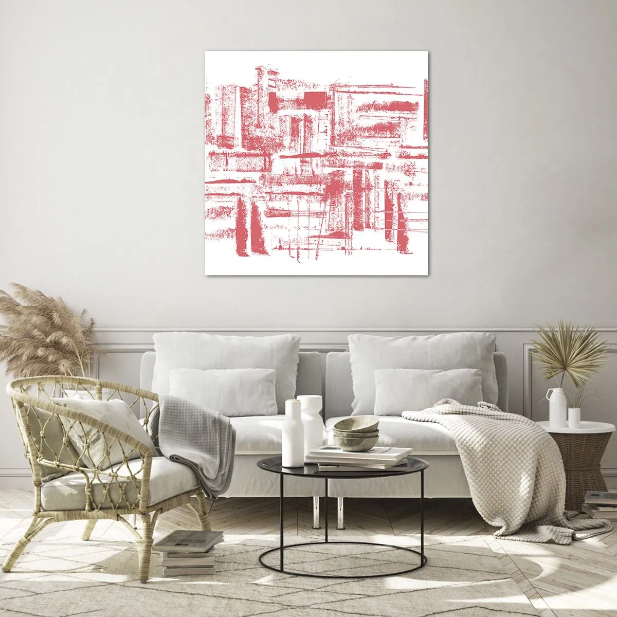 Obraz na szkle - Czerwone miasto - 30x30 cm