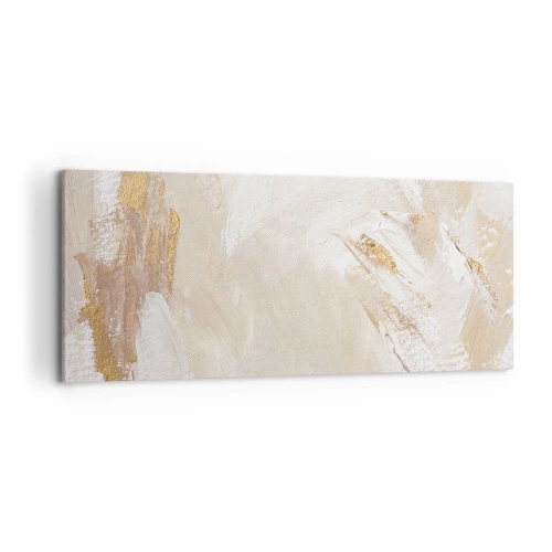 Obraz na płótnie - Delikatne abstrakcyjne tony w odcieniach beżu i złota - 120x50cm - Pastelowa kompozycja - Nowoczesna dekoracja ścienna do salonu i sypialni ARTTOR