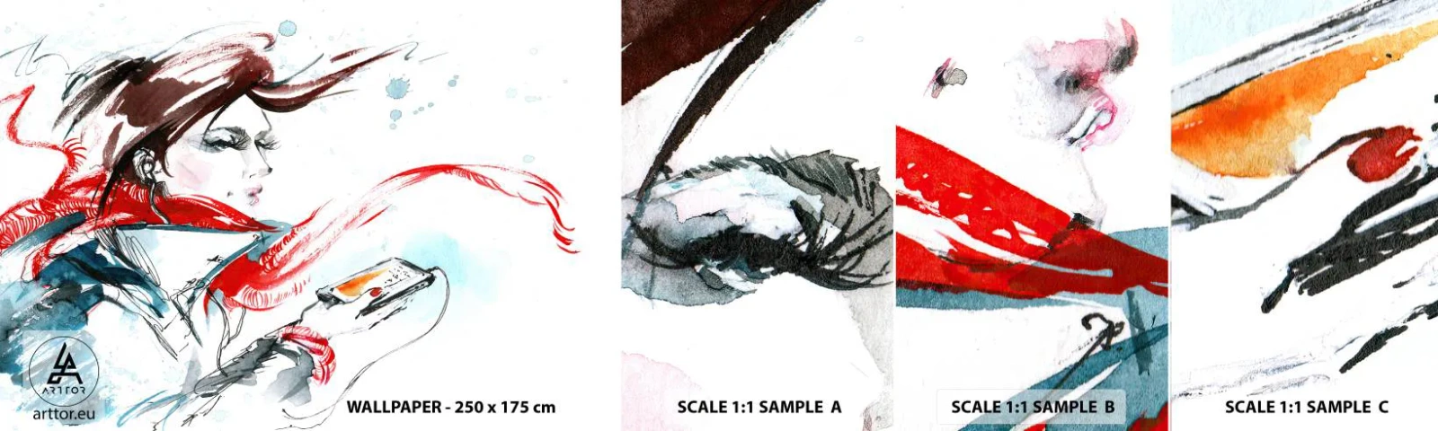 Fototapeta Próbka Samoprzylepna Deluxe Sticker - Coś we mnie gra - Kobieta, Telefon, Moda - 100x30 cm