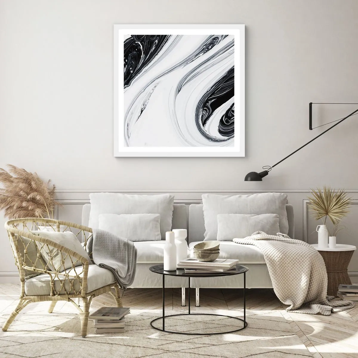Plakat w białej ramie - Połączenie przeciwieństw - 50x50 cm