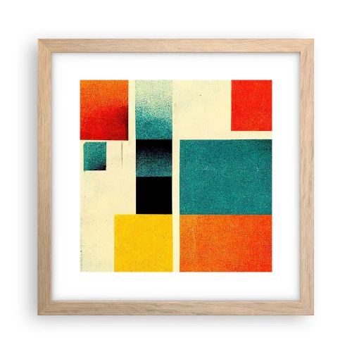 Plakat w ramie jasny dąb - Abstrakcja geometryczna – dobra energia - 30x30 cm