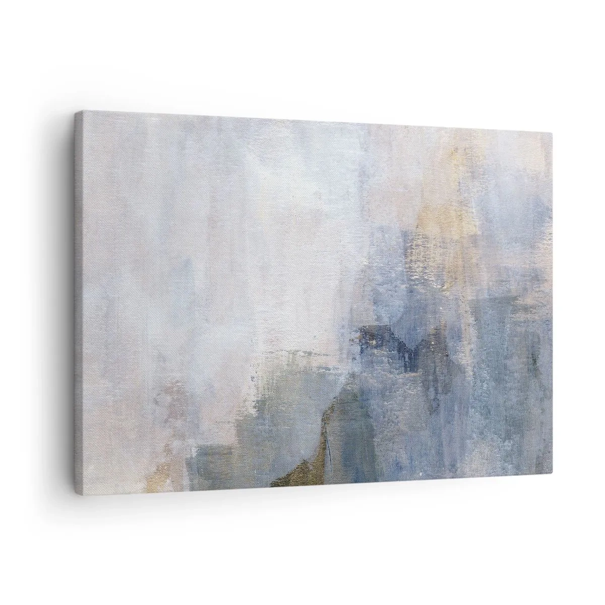 Obraz na płótnie - Subtelne abstrakcyjne plamy w odcieniach błękitu i beżu - 70x50cm - Tony i akordy barw - Nowoczesna dekoracja ścienna do salonu i sypialni ARTTOR
