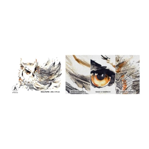 Fototapeta Próbka Premium Canvas - Przybyła ze świata magii - Ptak, Sowa, Grafika - 100x30 cm