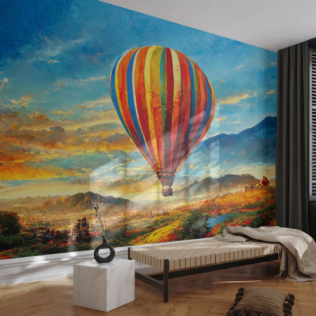 Fototapeta Premium Canvas - W ciszy widać więcej - Balon, Krajobraz, Natura - 300x210 cm