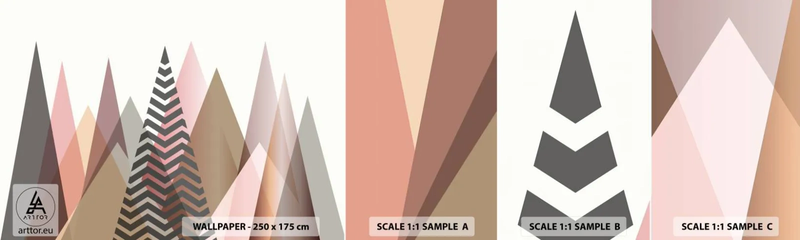 Fototapeta Próbka Samoprzylepna Deluxe Sticker - Piramidalny widok - Abstrakcja, Sztuka, Trójkąty - 100x30 cm
