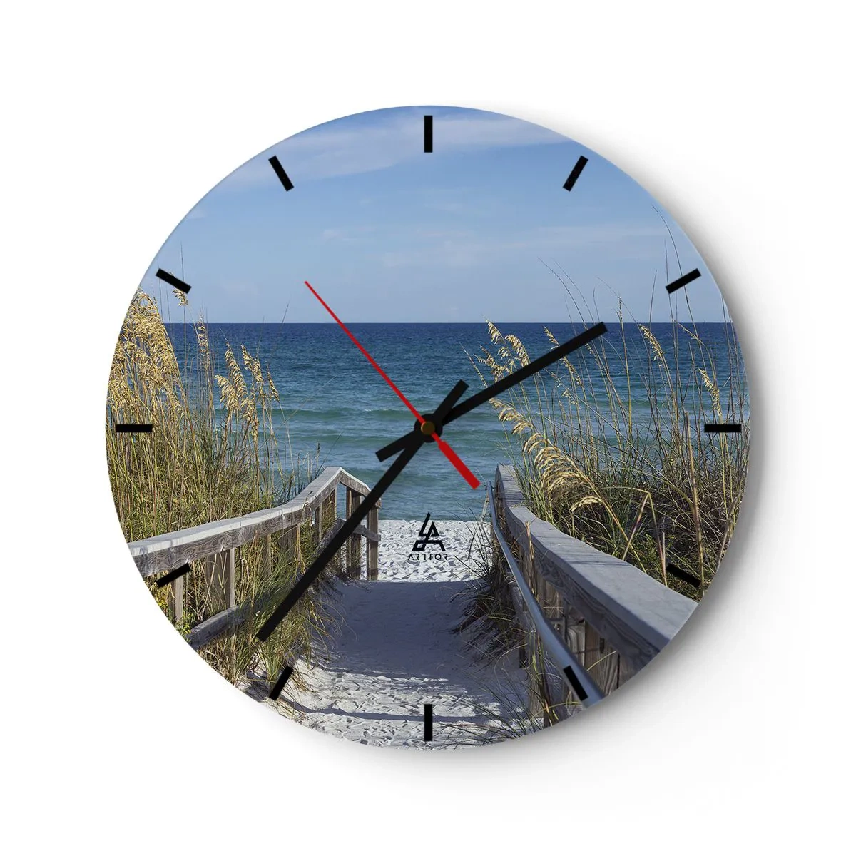 Zegar ścienny - Wejście na plażę z widokiem na morze - 30x30cm - W słońcu, na wietrze - Nowoczesna dekoracja ścienna do salonu, kuchni i sypialni ARTTOR