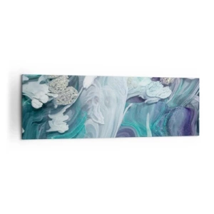 Obraz na płótnie - Abstrakcyjne wiry w odcieniach błękitu i bieli - 160x50cm - Nurty błękitu - Nowoczesna dekoracja ścienna do salonu i sypialni ARTTOR
