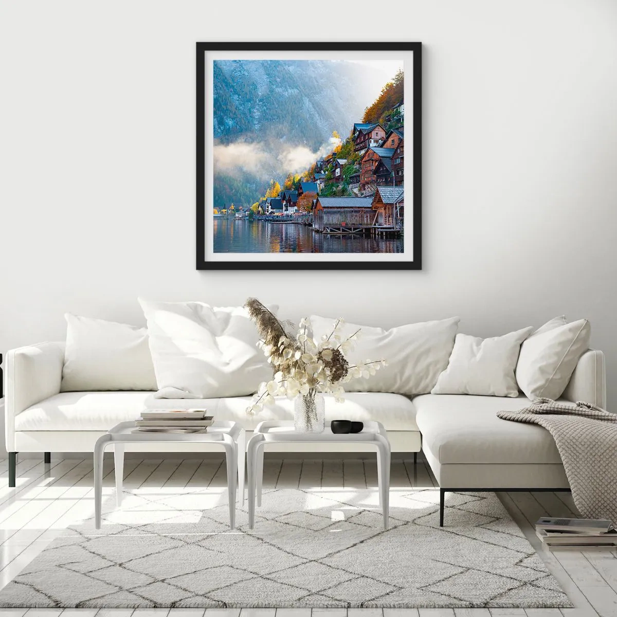 Plakat w czarnej ramie - Alpejskie klimaty - 30x30 cm