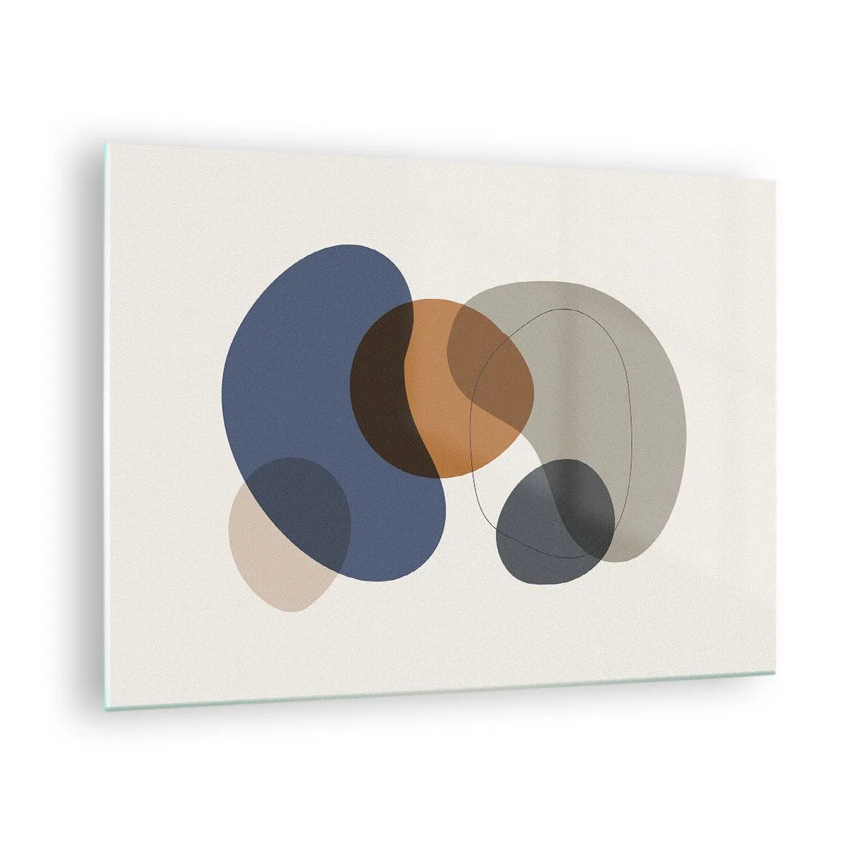 Obraz na szkle - Kolorowe abstrakcyjne plamy w odcieniach granatu i brązu - 70x50cm - Krople barw - Nowoczesna dekoracja ścienna do salonu i sypialni ARTTOR
