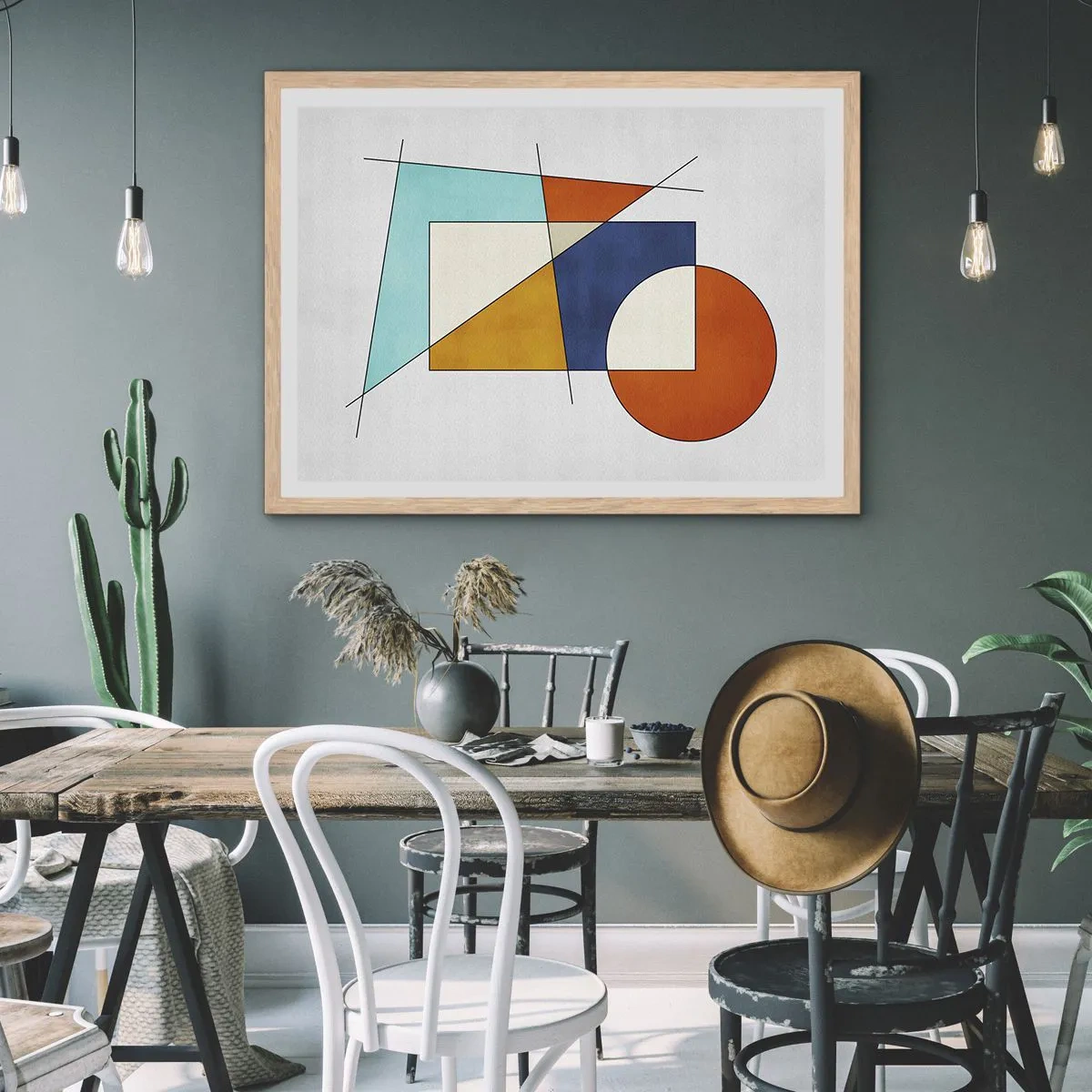 Plakat w ramie jasny dąb - Abstrakcja: modernistyczna zabawa - 50x40 cm