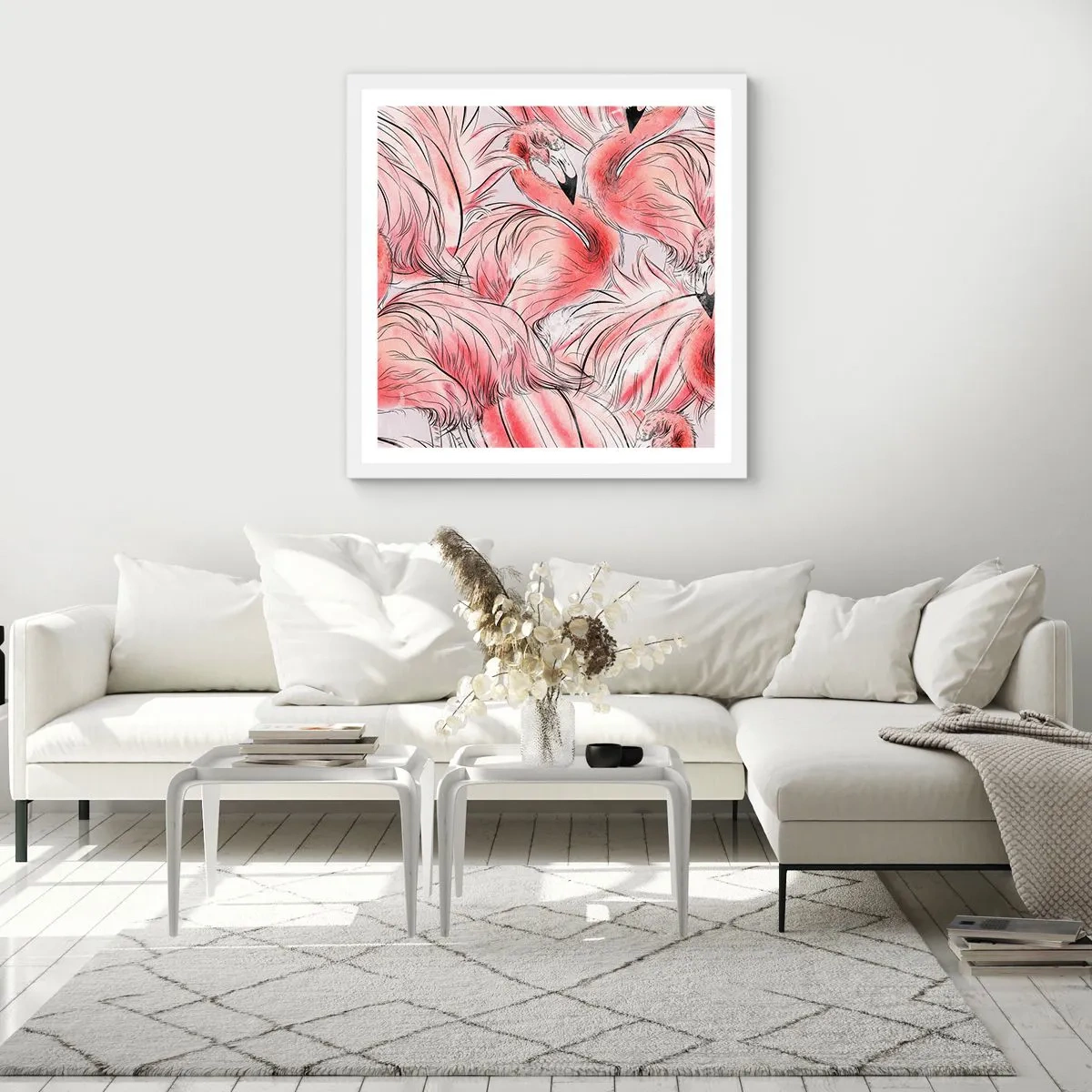 Plakat w białej ramie - Ptasi corps de ballet - 50x50 cm